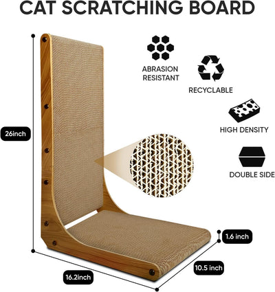Rascador para gatos en L 26pulg cartón sostenible vertical
