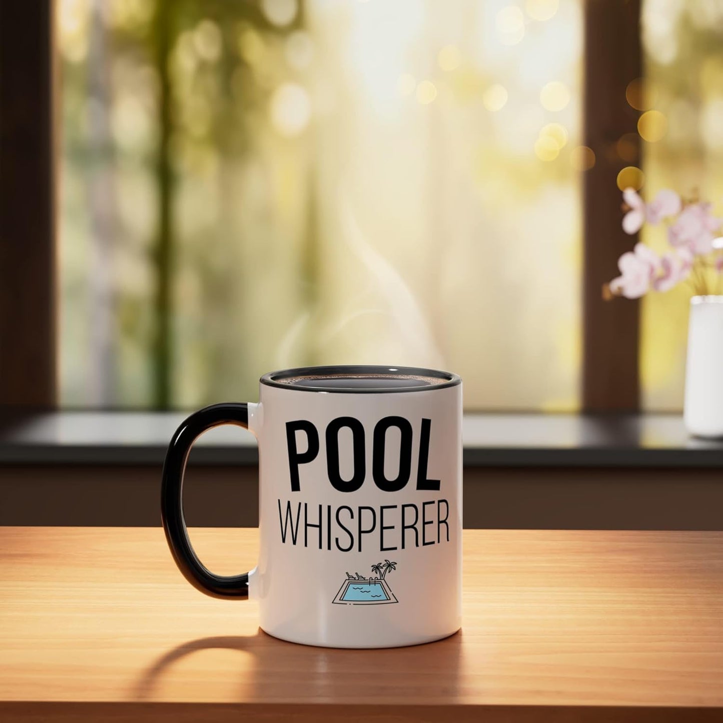 Taza Cerámica para Limpieza Piscina Negro/Blanco