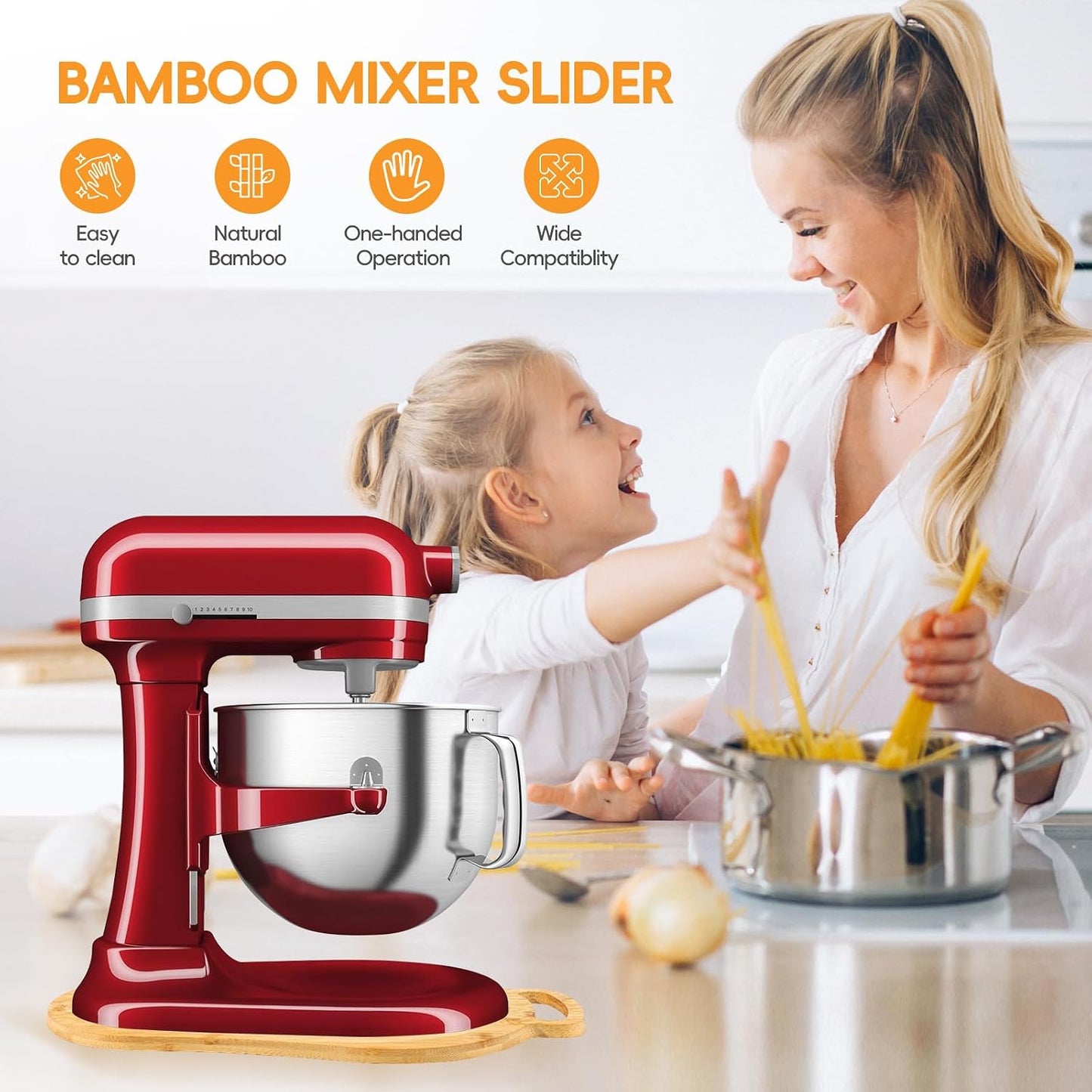 Alfombrilla deslizante bambú para KitchenAid 5-8qt