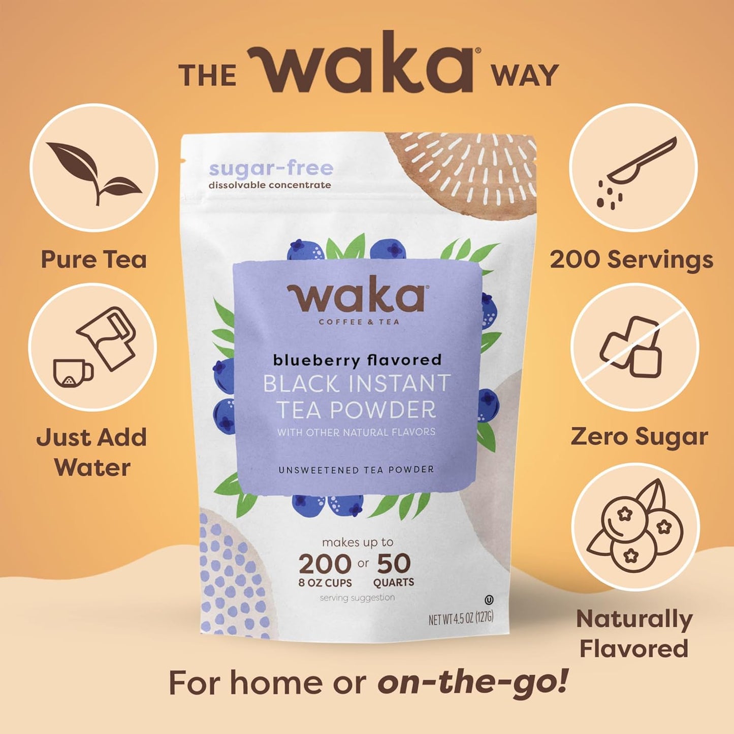 Té negro instantáneo sabor arándano sin azúcar 4.5oz