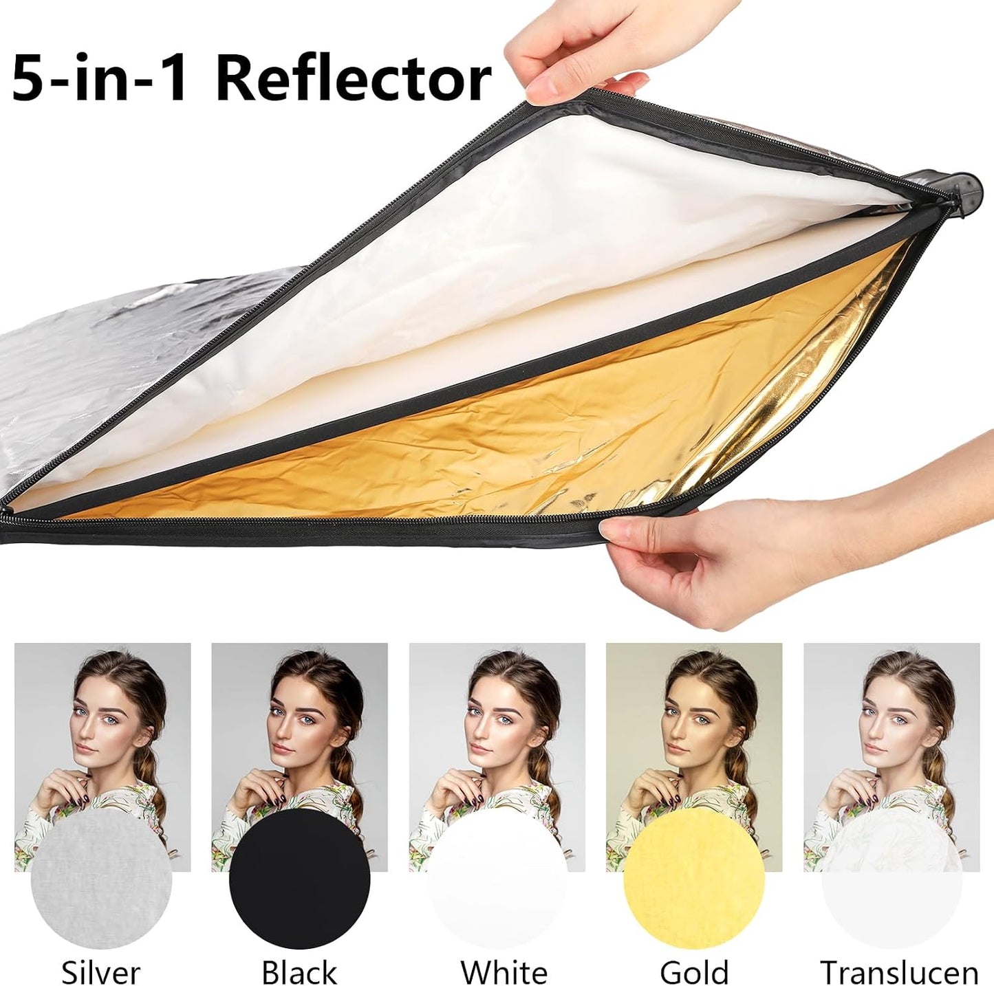 Reflector 24x36pulg 5en1 plegable estudio y exterior