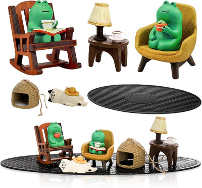 Figuras rana resina 8 pzas decoración escritorio jardín