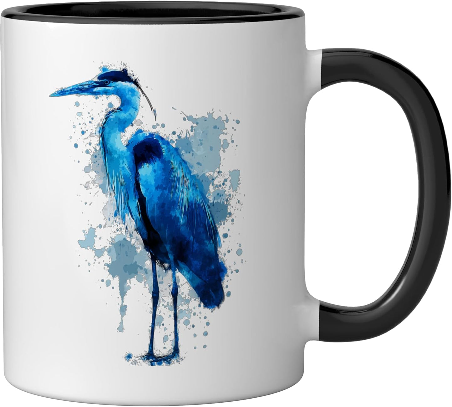 Taza Cerámica Birdwatcher Heron Negro/Blanco