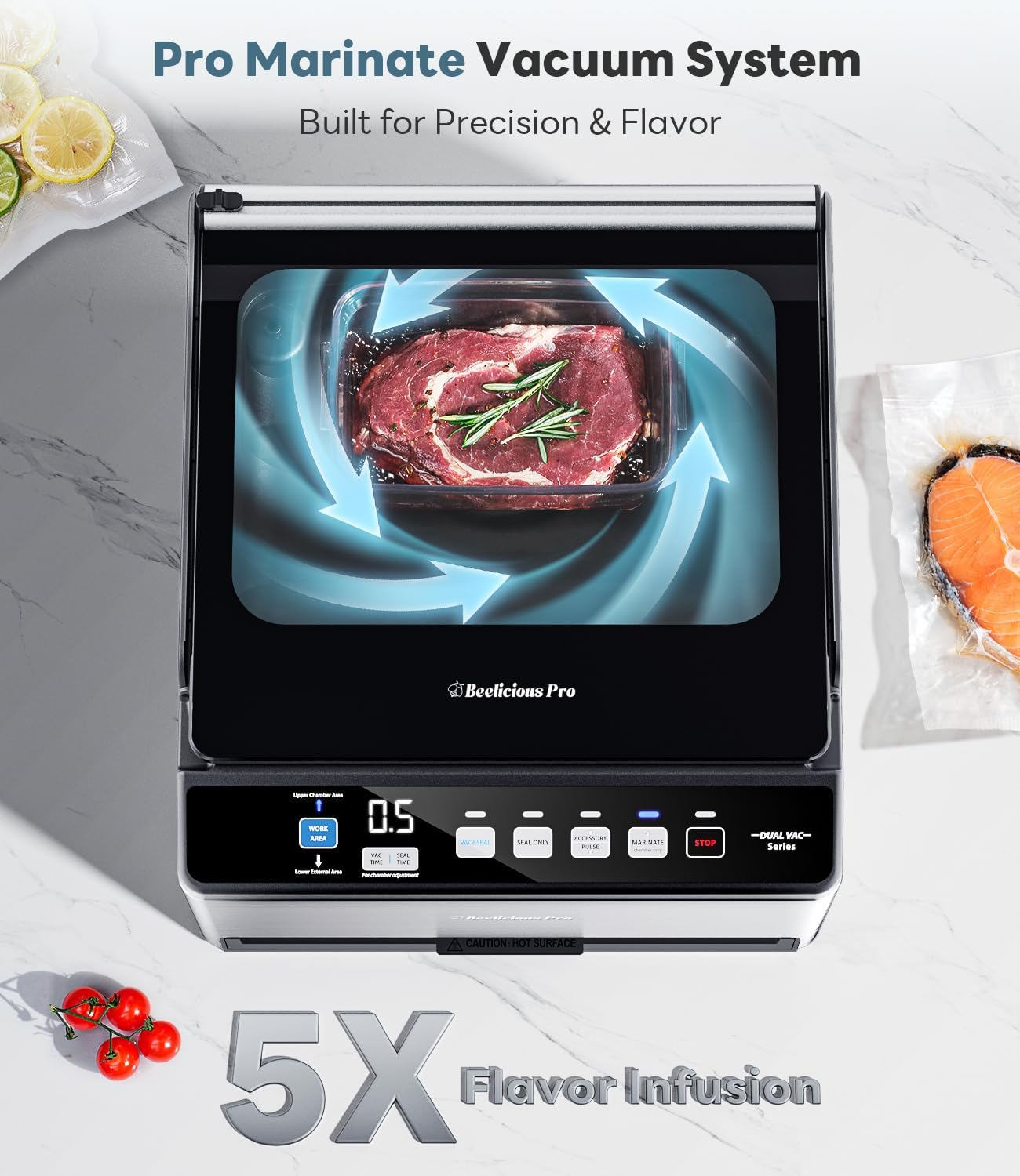 Sellador al vacío dual 6L con abrazadera ancha y bombas 230W
