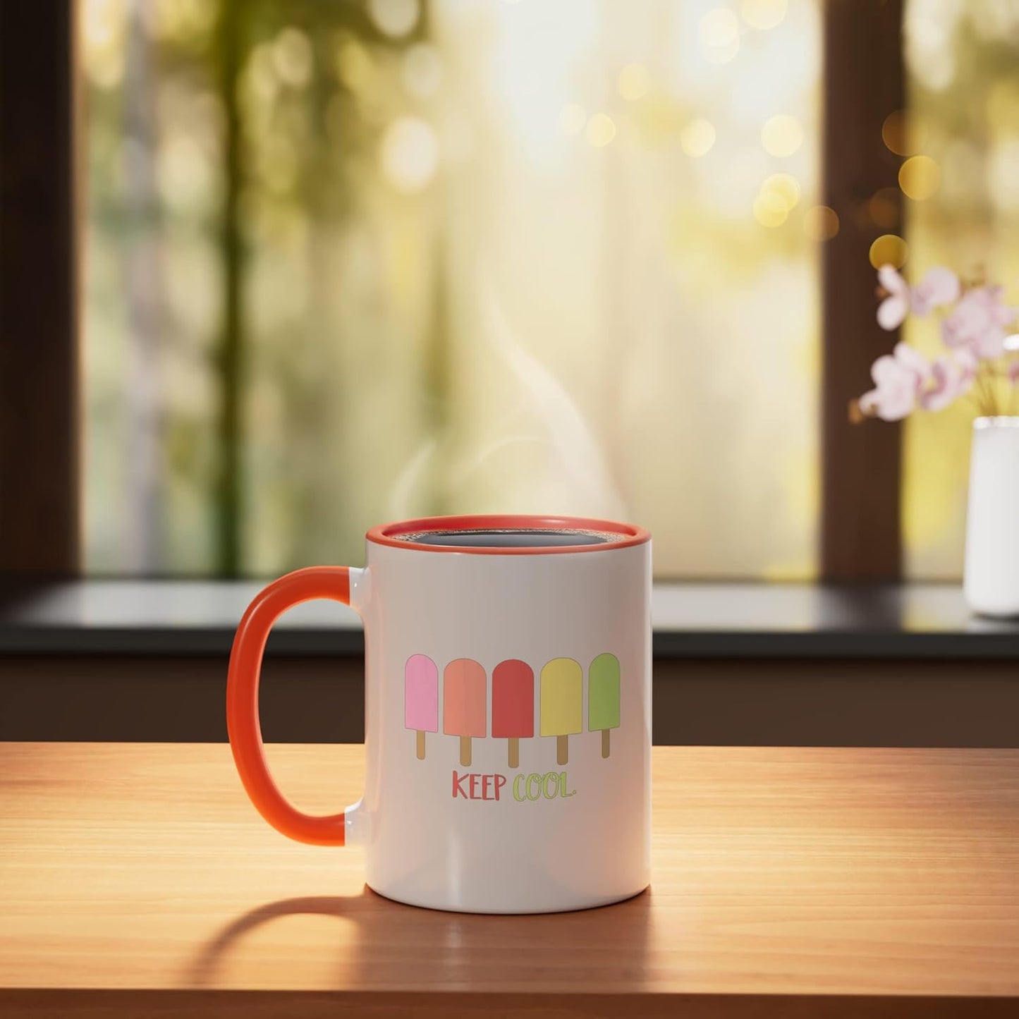 Taza Cerámica para Helados con Popi Naranja/Blanco