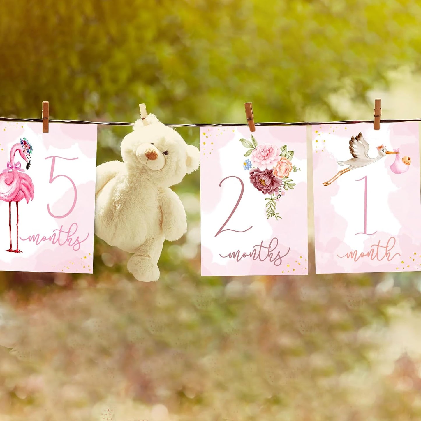Tarjetas hitos mensuales para bebé niña regalo