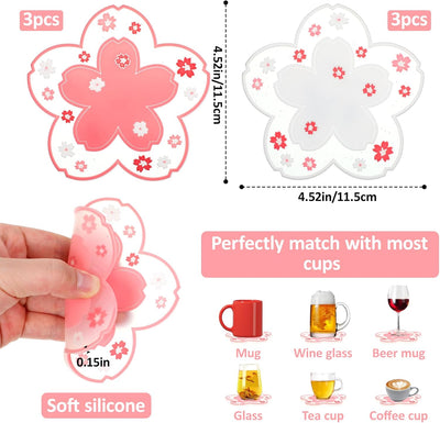 6 Posavasos Silicona Blanca y Rosa Antideslizantes para Bebidas