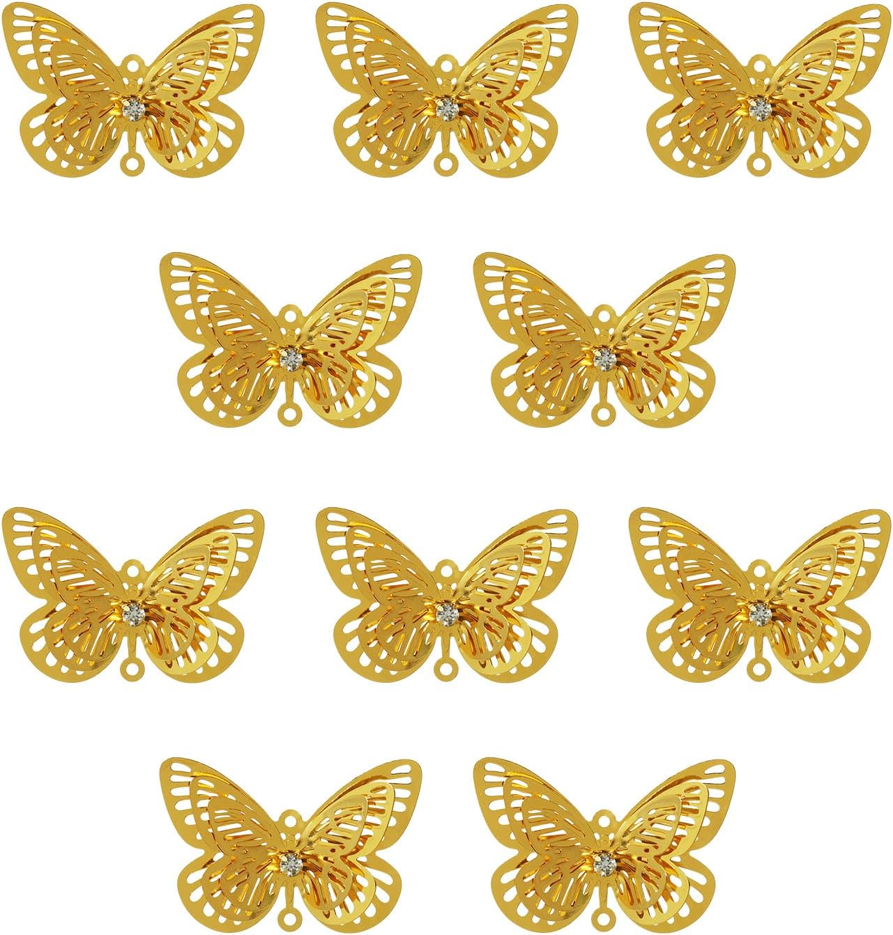 10 Pzas Mariposa Dorada Colgante Ornamento