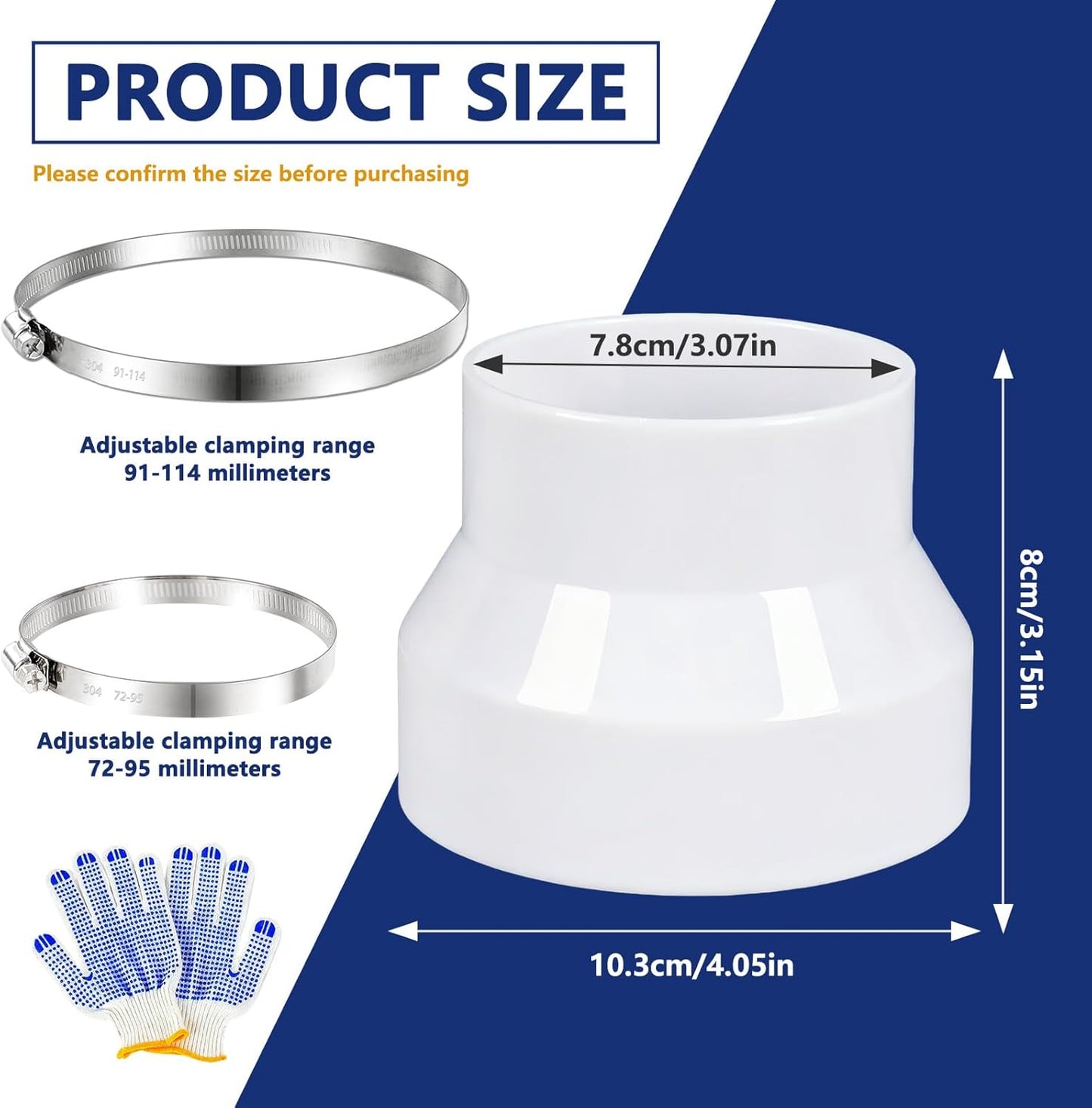 Set 2 Reductores Conducto 4 a 3 Pulg Acero Inox