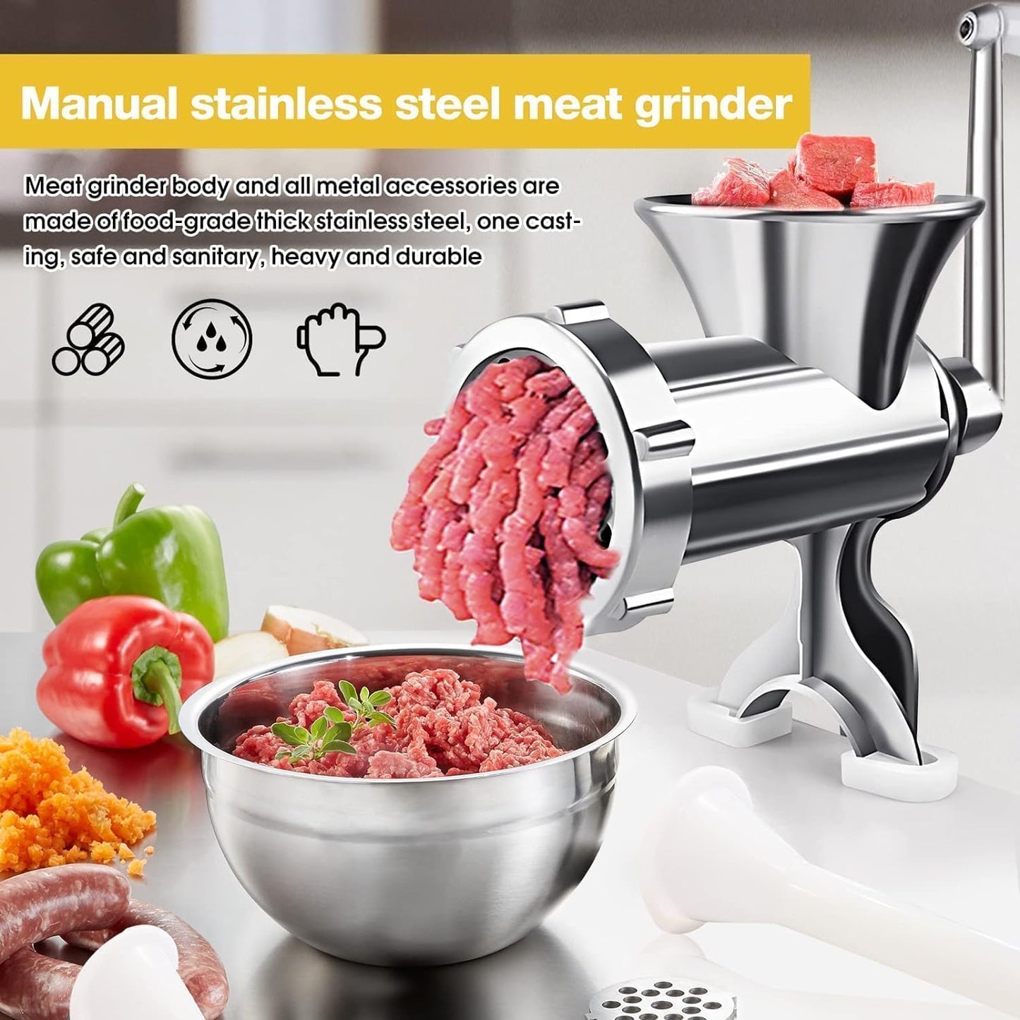 Picadora carne 2en1 con relleno salchicha para uso domestico