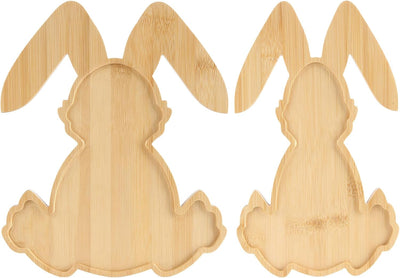 Paquete de 2 tableros de charcutería de conejo de Pascua en madera de bambú