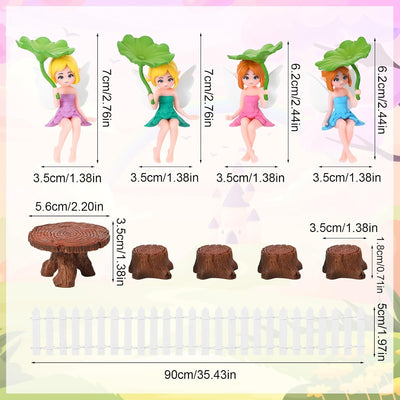 Juego 10 pzas accesorios jardín hadas mini valla blanca