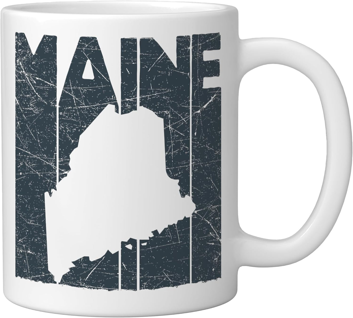 Taza Cerámica Maine Vintage Mapa Blanco