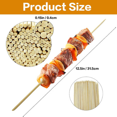 1000 Brochetas Bambú 12pulg para Asar Fruta Salchicha