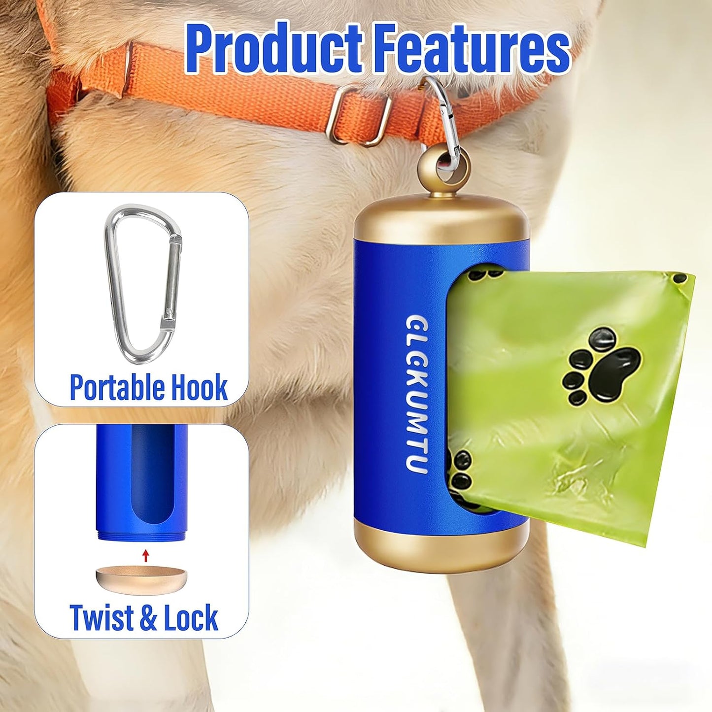 Dispensador bolsas excremento perro soporte aluminio duradero