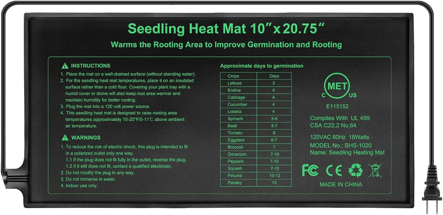 Alfombrilla térmica para hidropónico germinación 10x