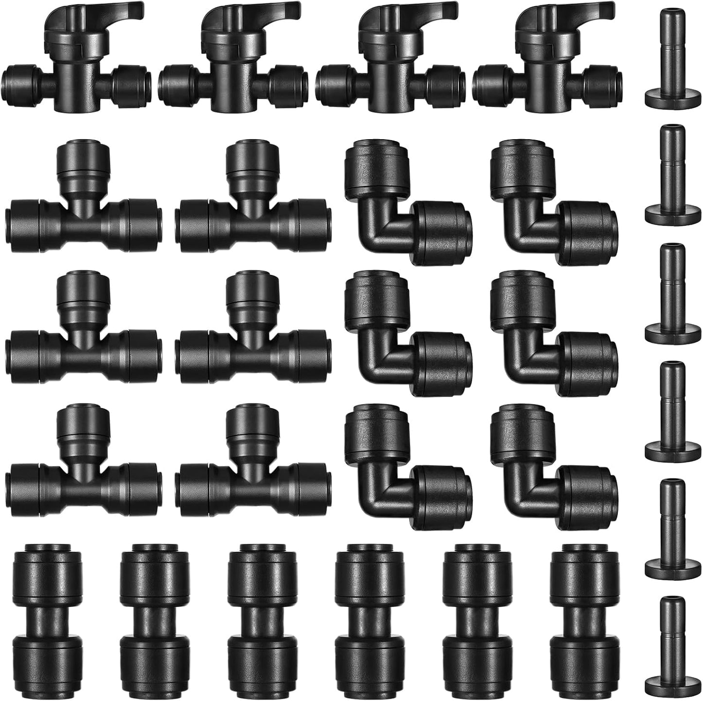 Pack 28 accesorios 1/4pulg tubería riego empuje anticaída