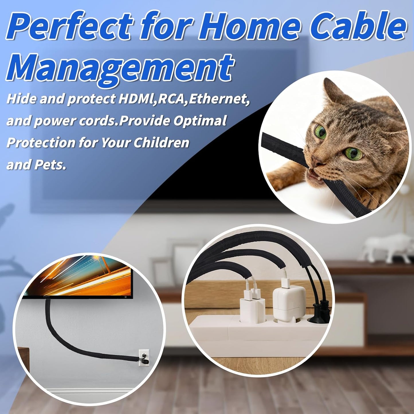 Gestión cables manga trenzada 30ft con protección auto