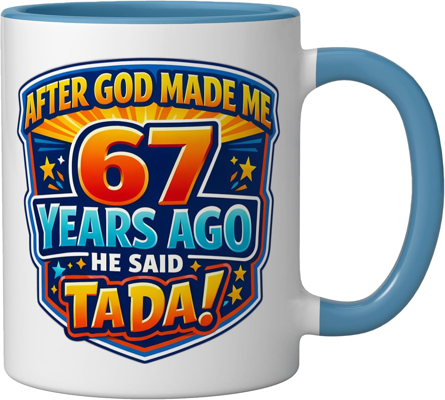Taza Cerámica Cumpleaños 67 Años Azul/Blanco