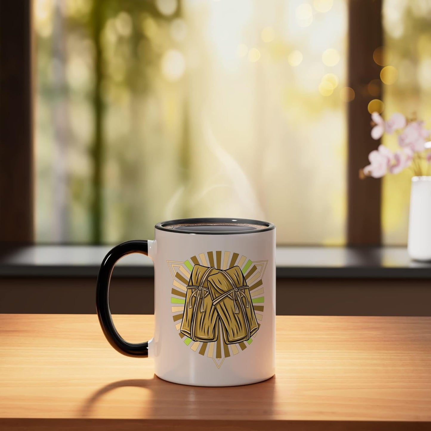 Taza cerámica vintage para tamal mexicano negro/blanco