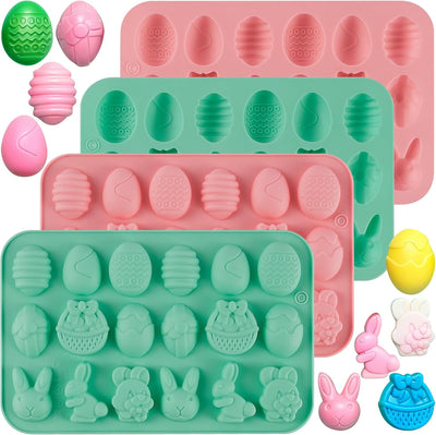 Paquete de 4 moldes de silicona para dulces de Pascua y decoración