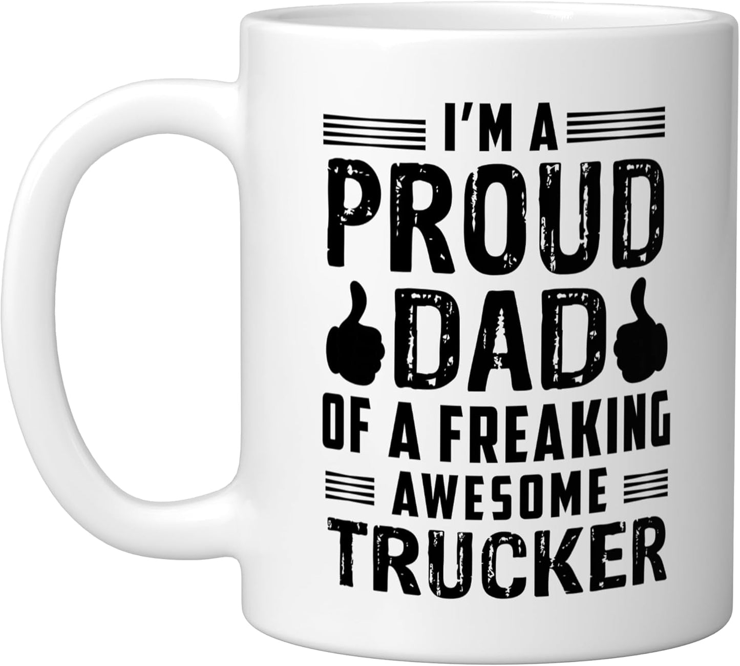 Taza cerámica para camionero con mensaje blanco