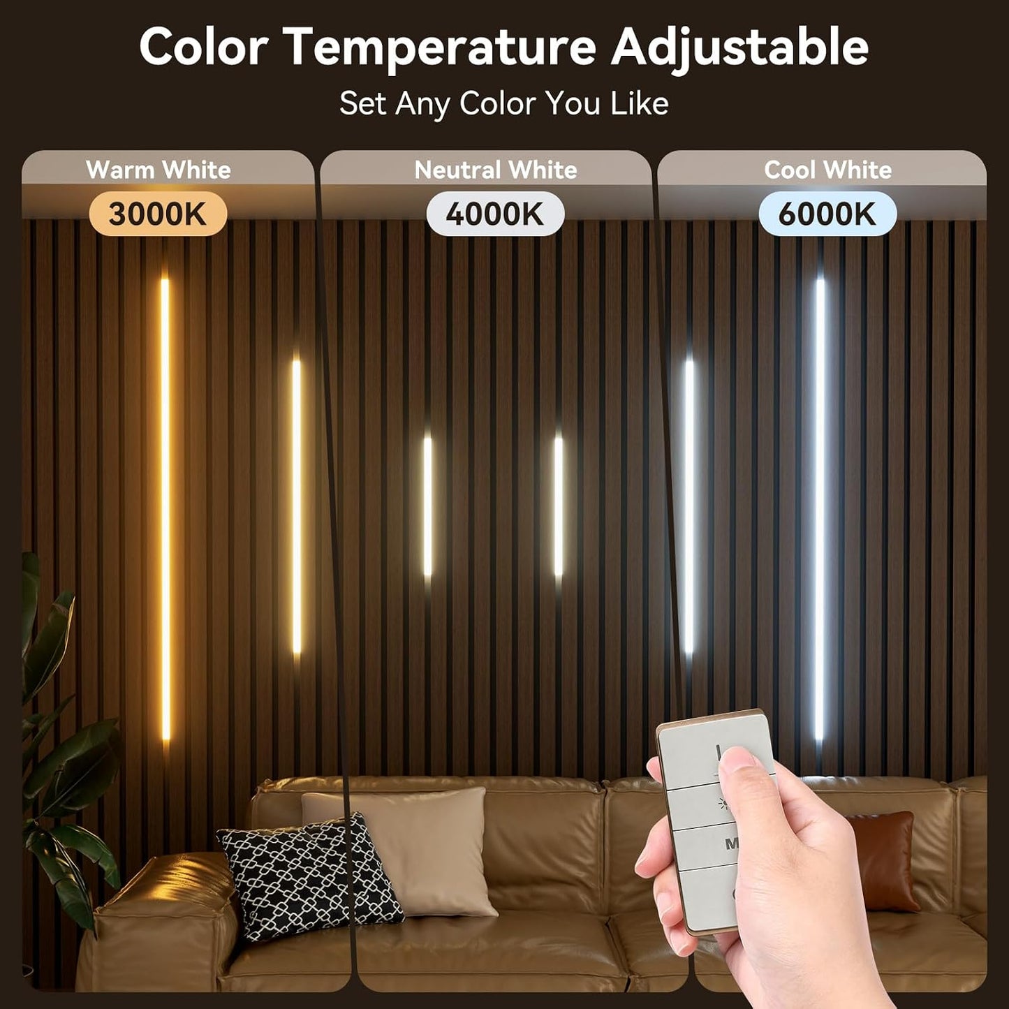 Kit iluminación LED pared tira CCT 6 tiras adhesivas 3000K-6000K