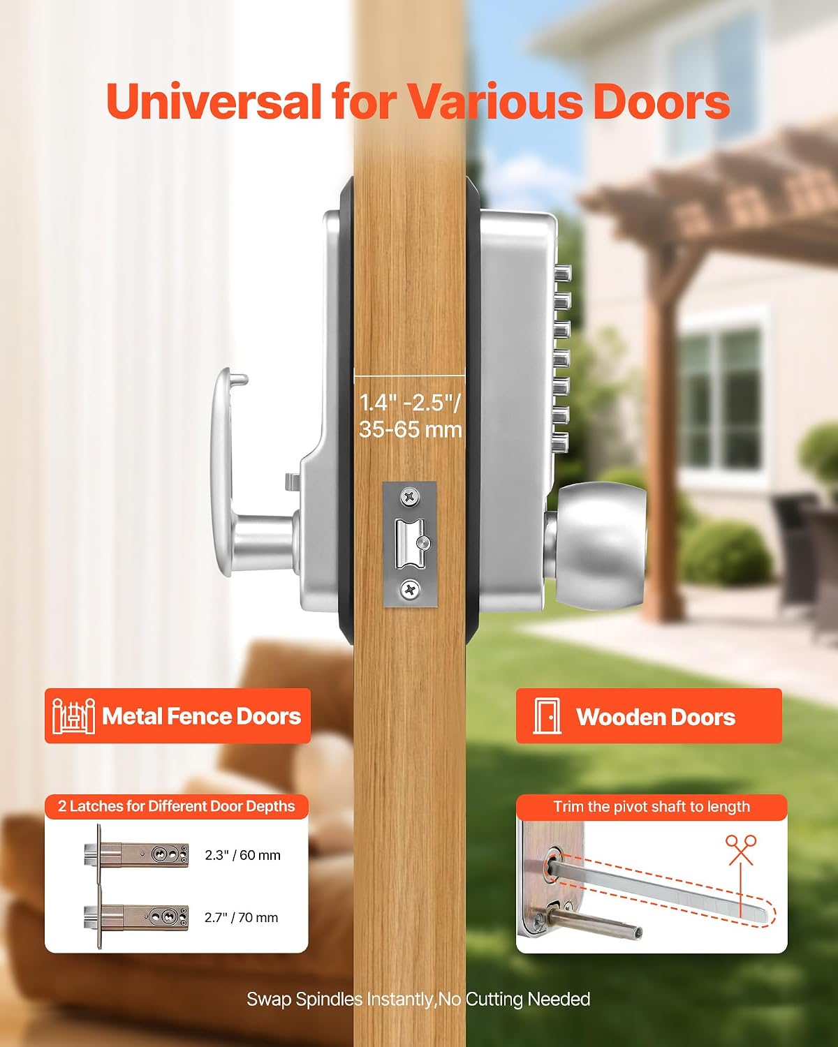Cerradura mecánica puerta sin llave código 4-7 dígitos plateado