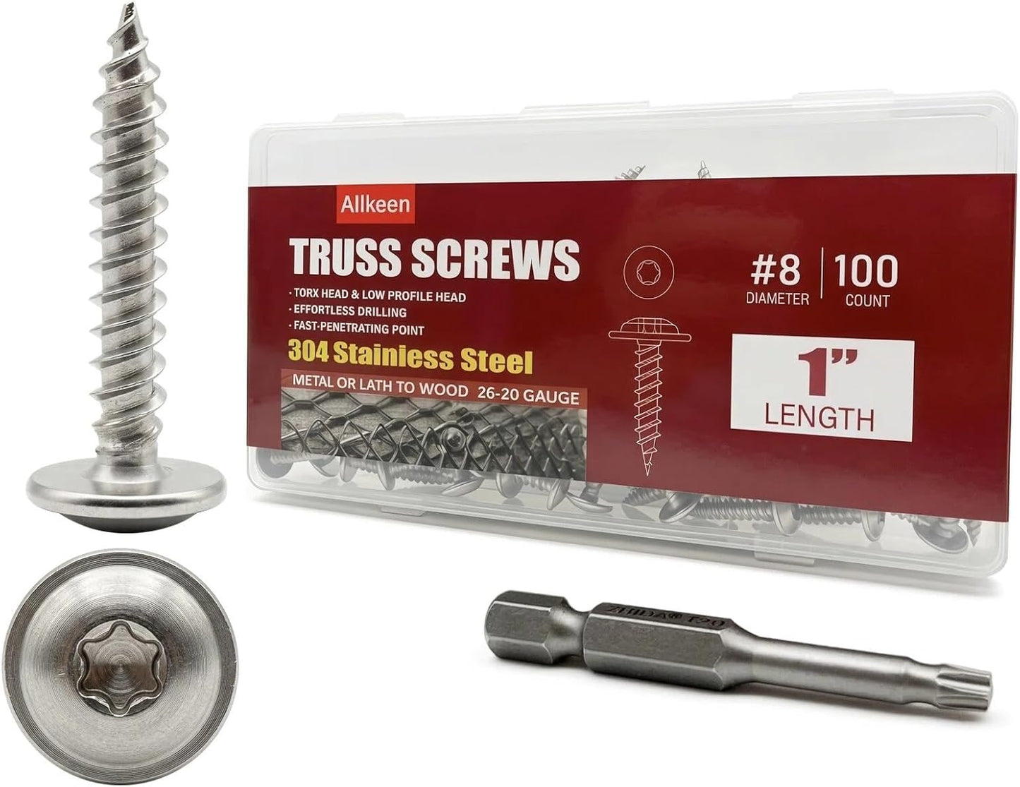 100 Pzas Tornillos Torx Acero Inox 304 8x1pulg