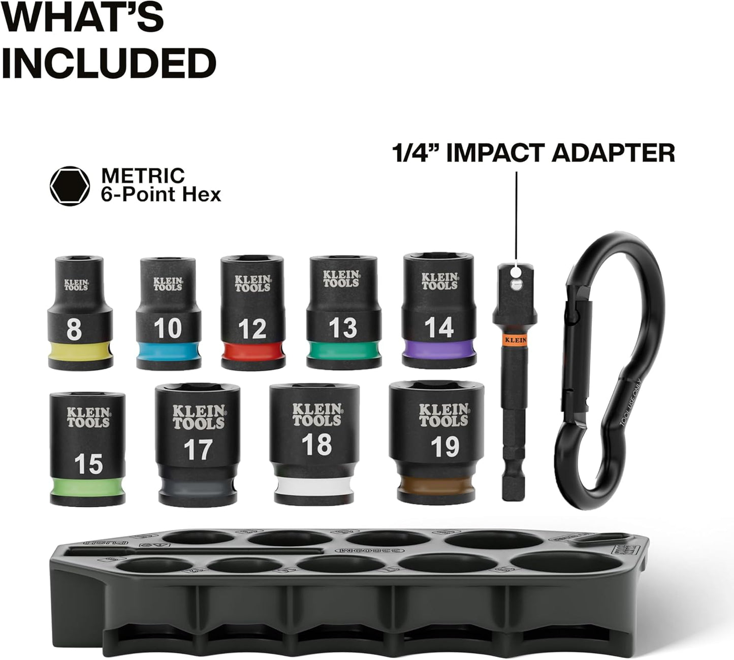Set 10 llaves impacto métricas acero inox codificadas por color
