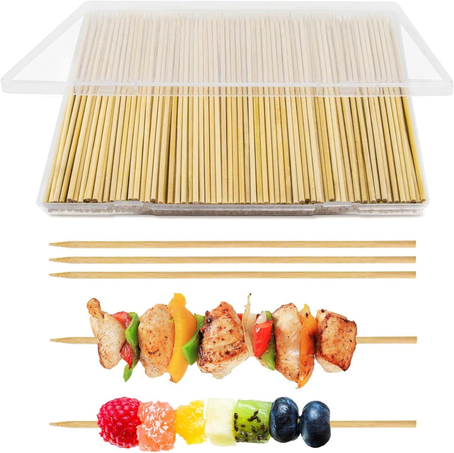 300 Brochetas Madera 6pulg para Kabob Frutas Barbacoa