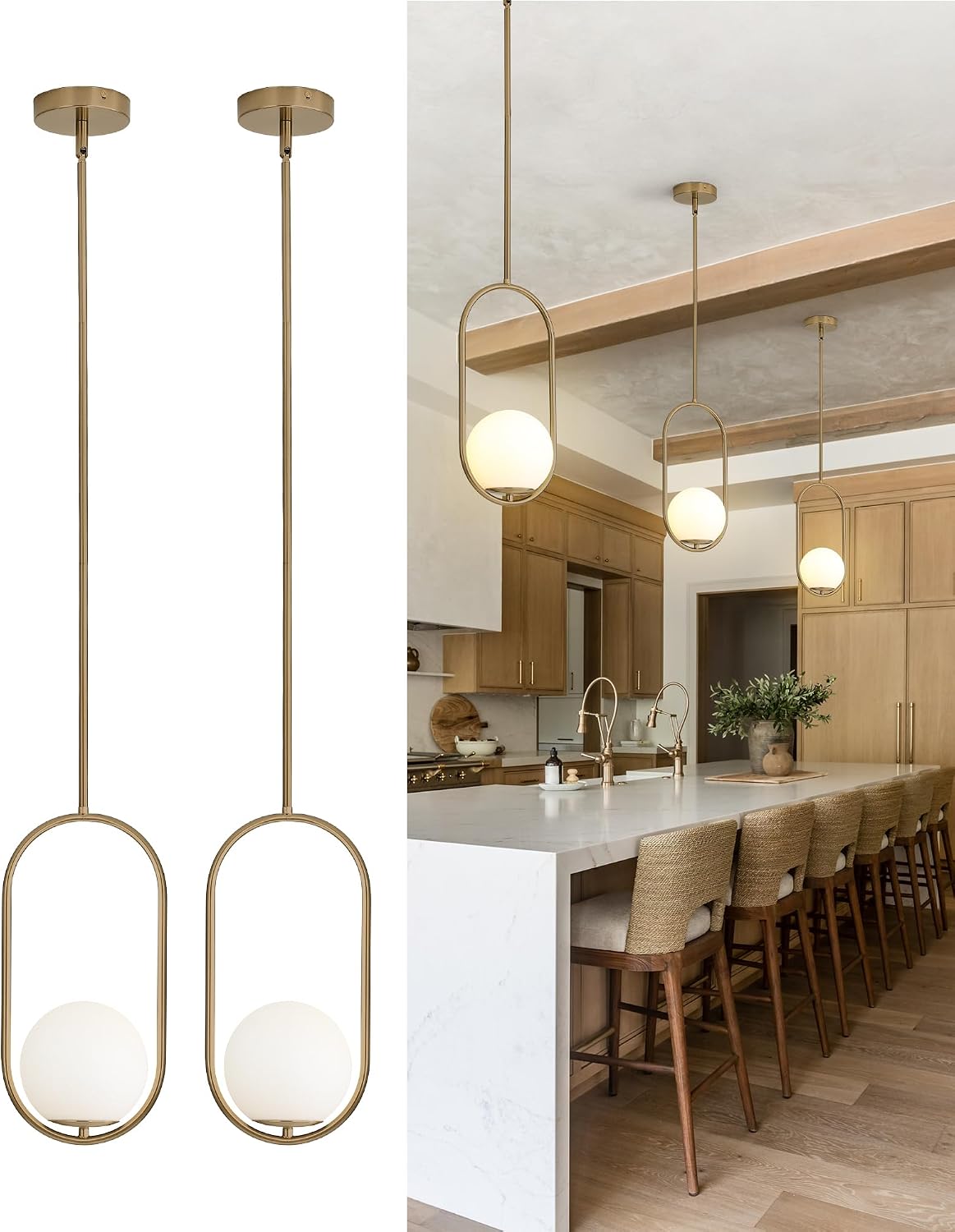 2 Lámparas colgantes cristal bronce champán para cocina comedor