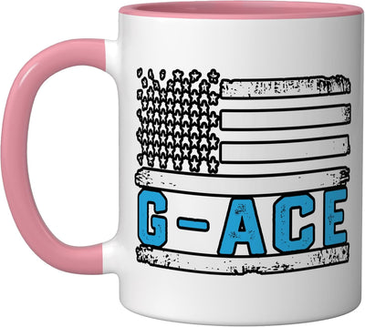 Taza Cerámica Bandera Americana Vintage Rosa/Blanco
