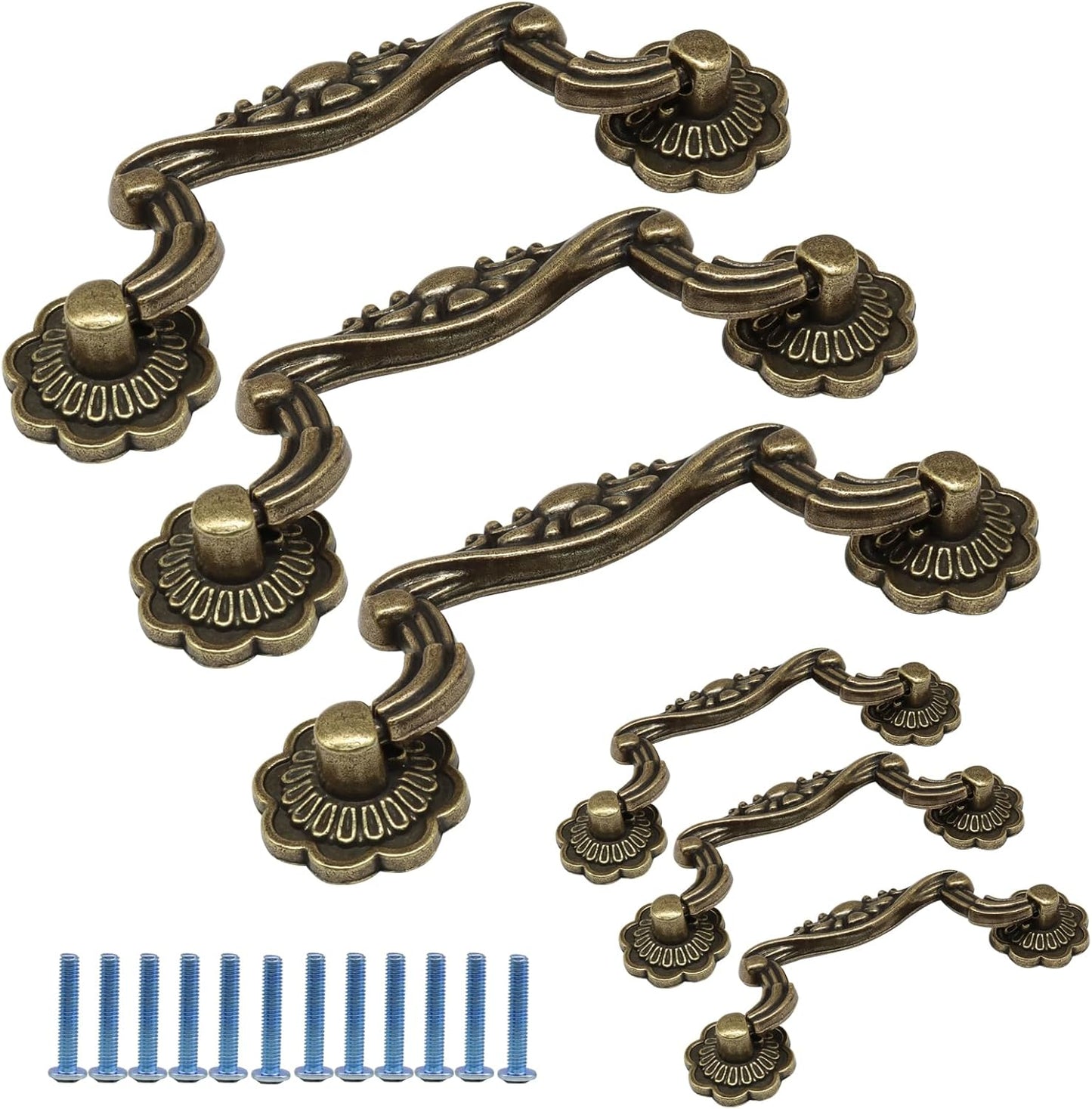 6 Tiradores Caída Vintage Bronce Antiguo 3.75pulg