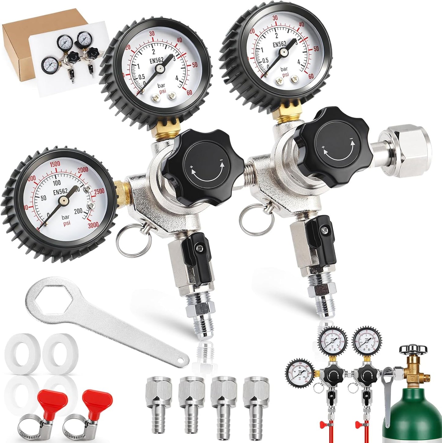 Regulador CO2 dual Kegerator con medidor CGA-320
