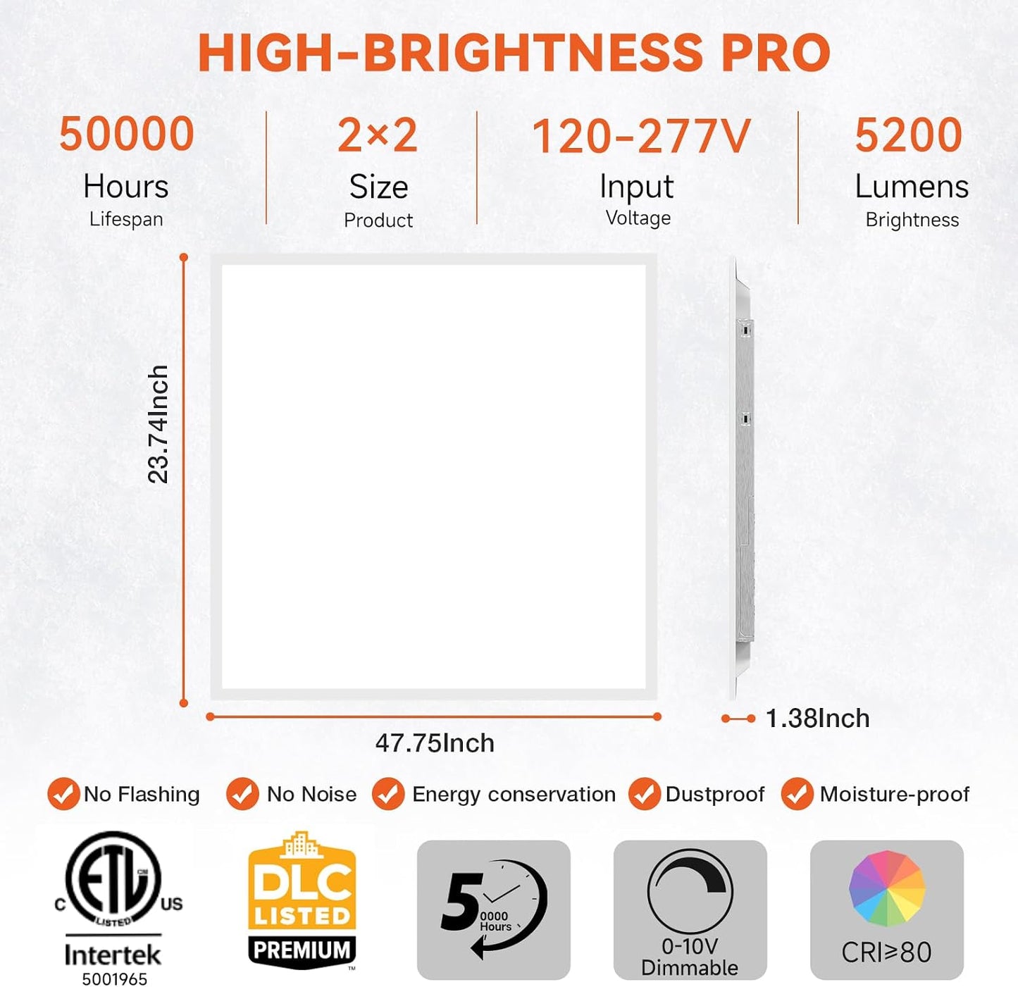 Luz LED plana 2x2 0-10V regulable