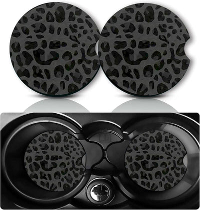 2 Pzas Cojines Copa Coche Antiempaque Negro Estampado Leopardo