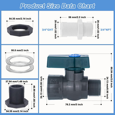 Kit espita PVC 2 pzas para barril lluvia 3/4 con adaptador