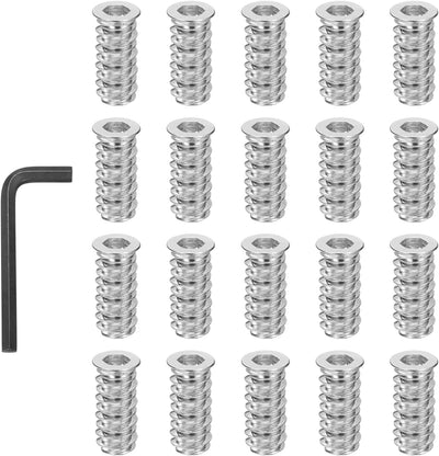 20 Tuercas Roscadas Insertos 1/4-20x0.98 Pulg Plateado