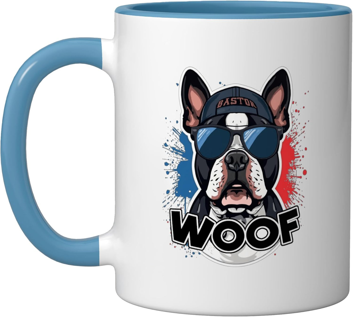 Taza Cerámica Bostón Terrier Humorística Azul/Blanco