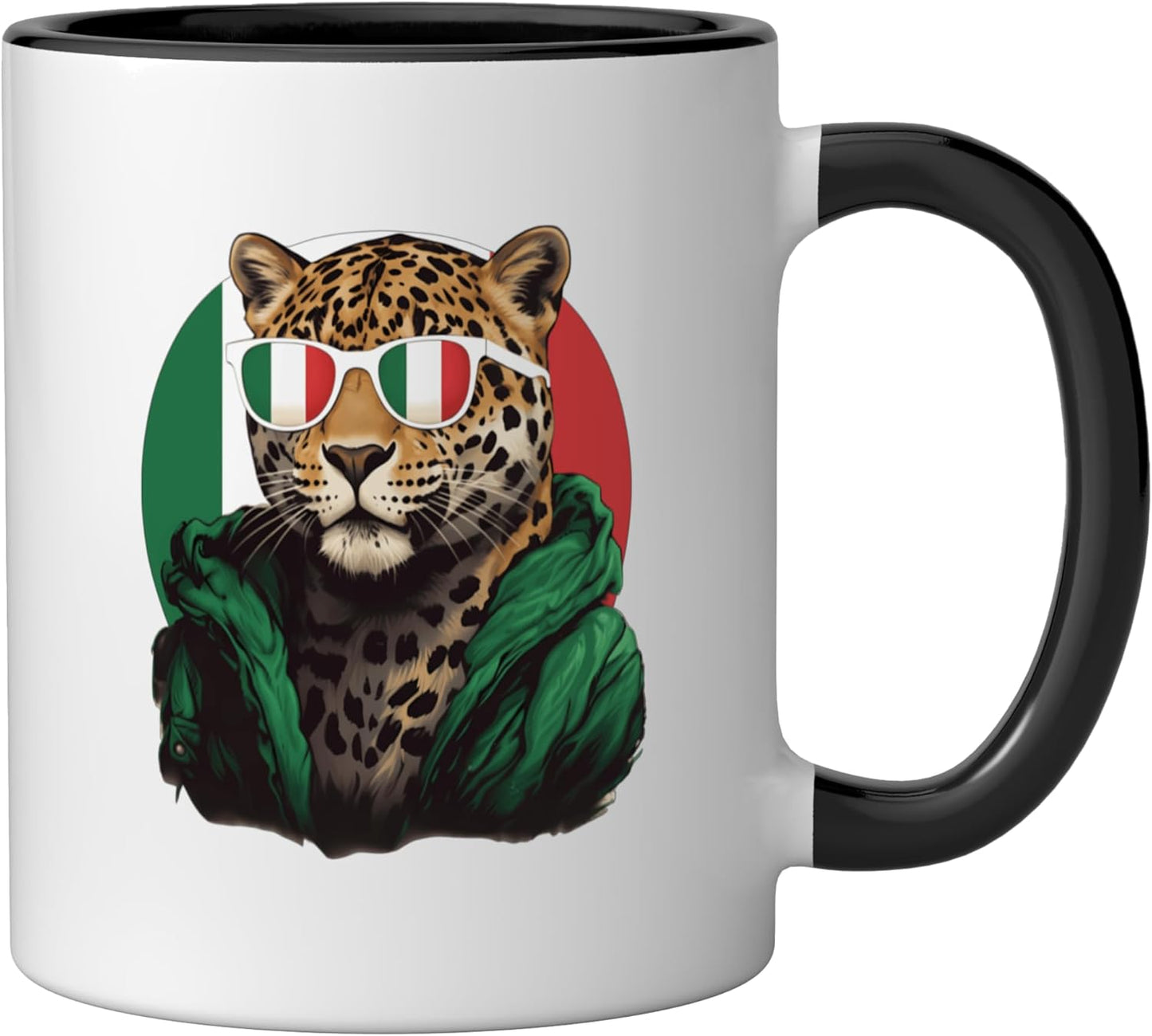 Taza cerámica bandera Italia negra/blanca
