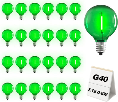 Pack 25 Bombillas LED G40 E12 Verdes para Luces Patio