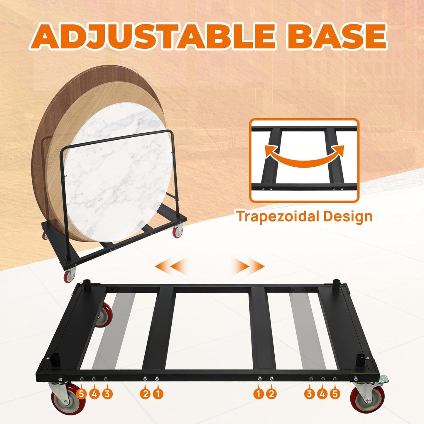 Carrito mesa plegable ruedas giratorias 5pulg negra