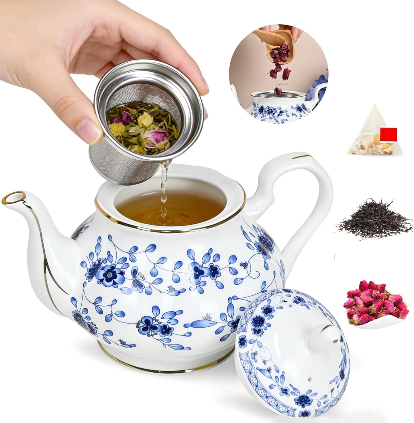 Tetera cerámica vintage con infusor 28oz
