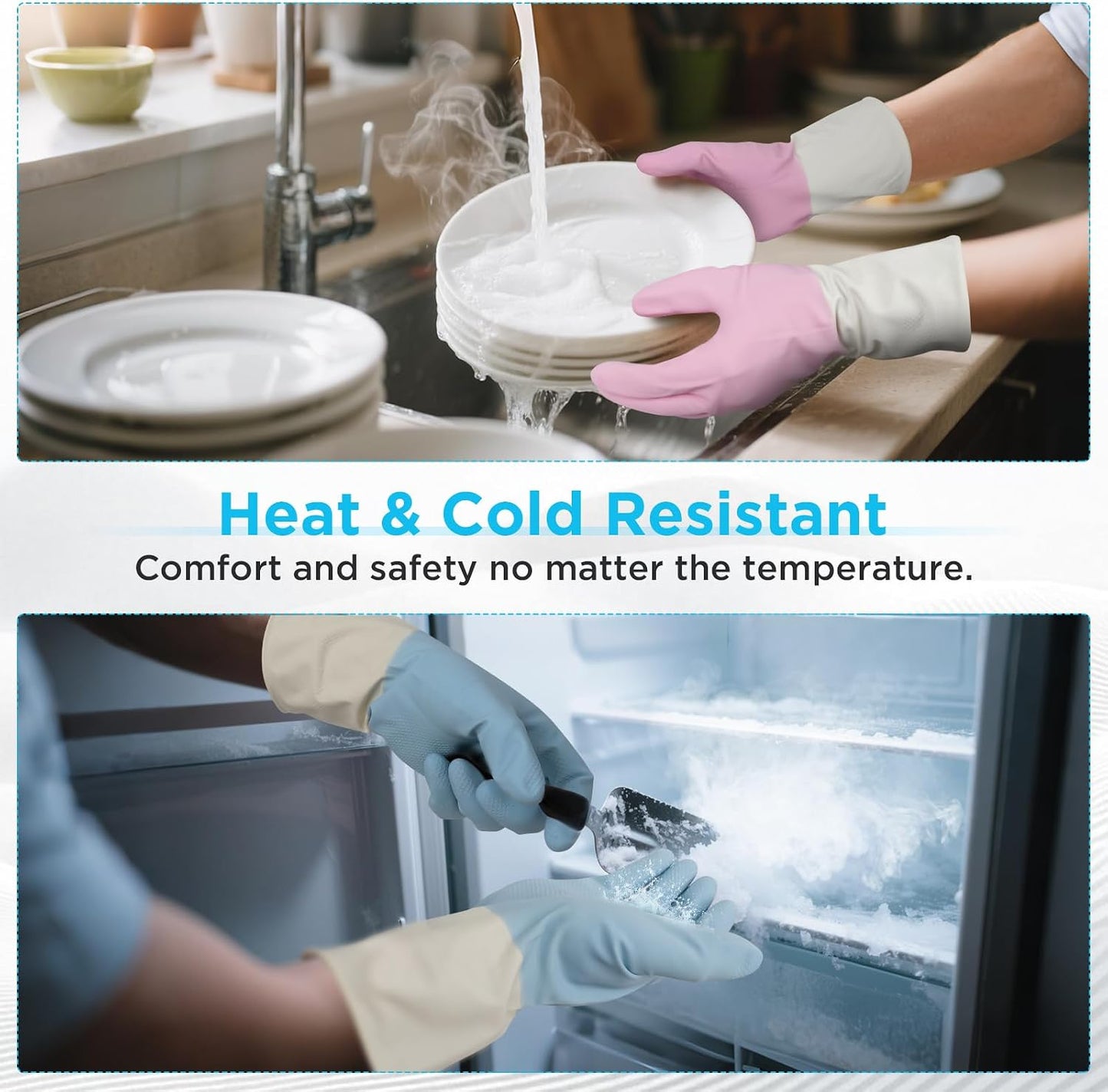 Guantes antideslizantes goma cocina baño 2 pares rosa azul