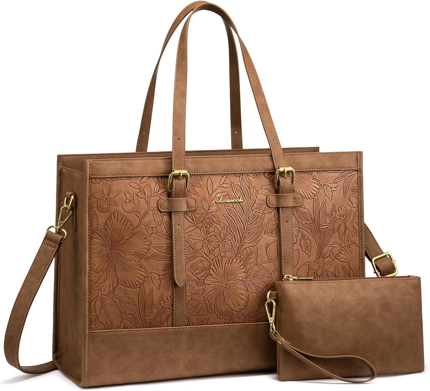 Bolsa laptop mujer cuero 15.6pulg gran capacidad