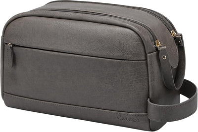 Bolsa toiletería piel PU para hombre resistente al agua gris