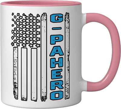 Taza Cerámica Bandera Americana Vintage Rosa/Blanco