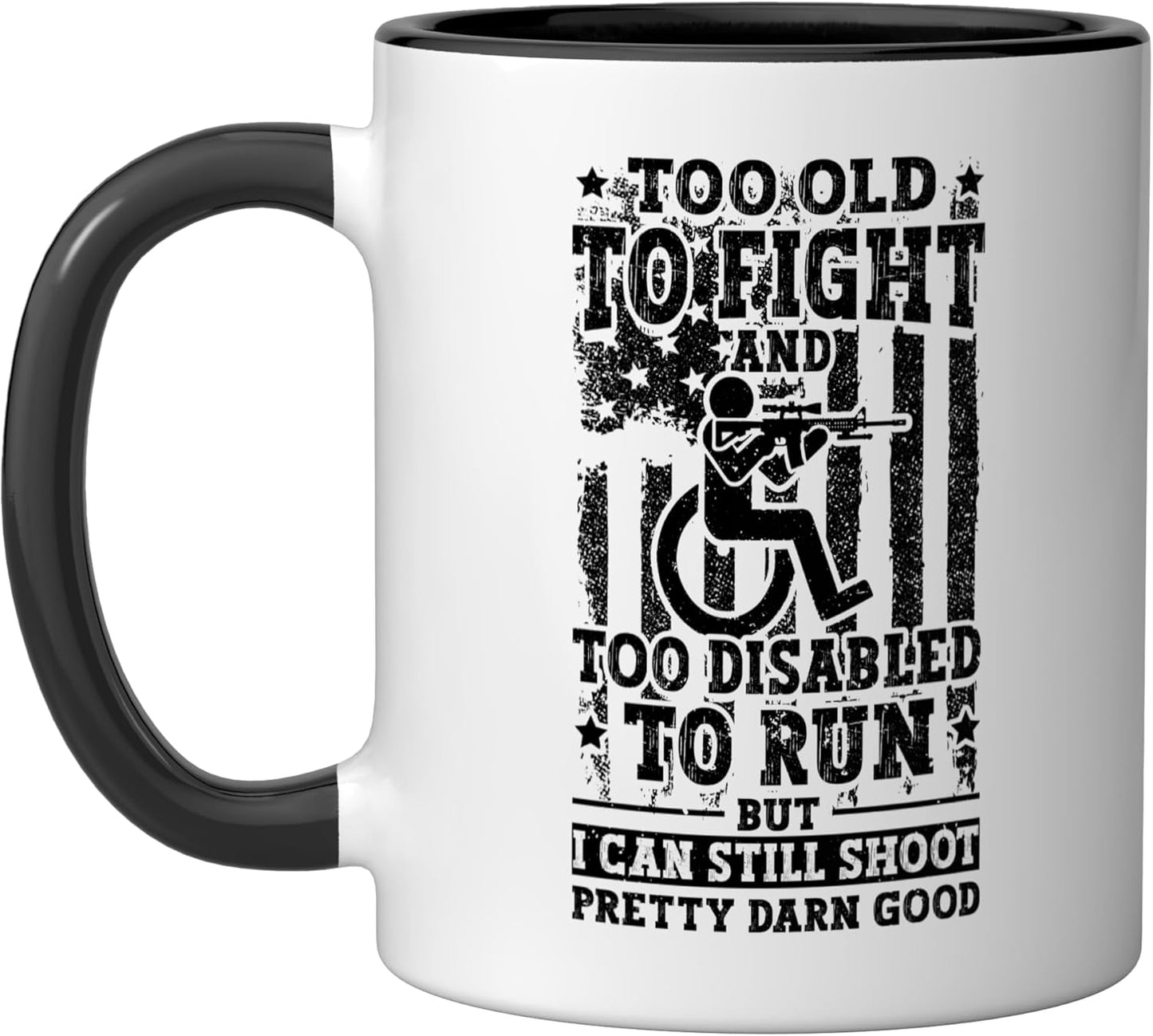 Taza Cerámica para Veterano Discapacitado Negro/Blanco