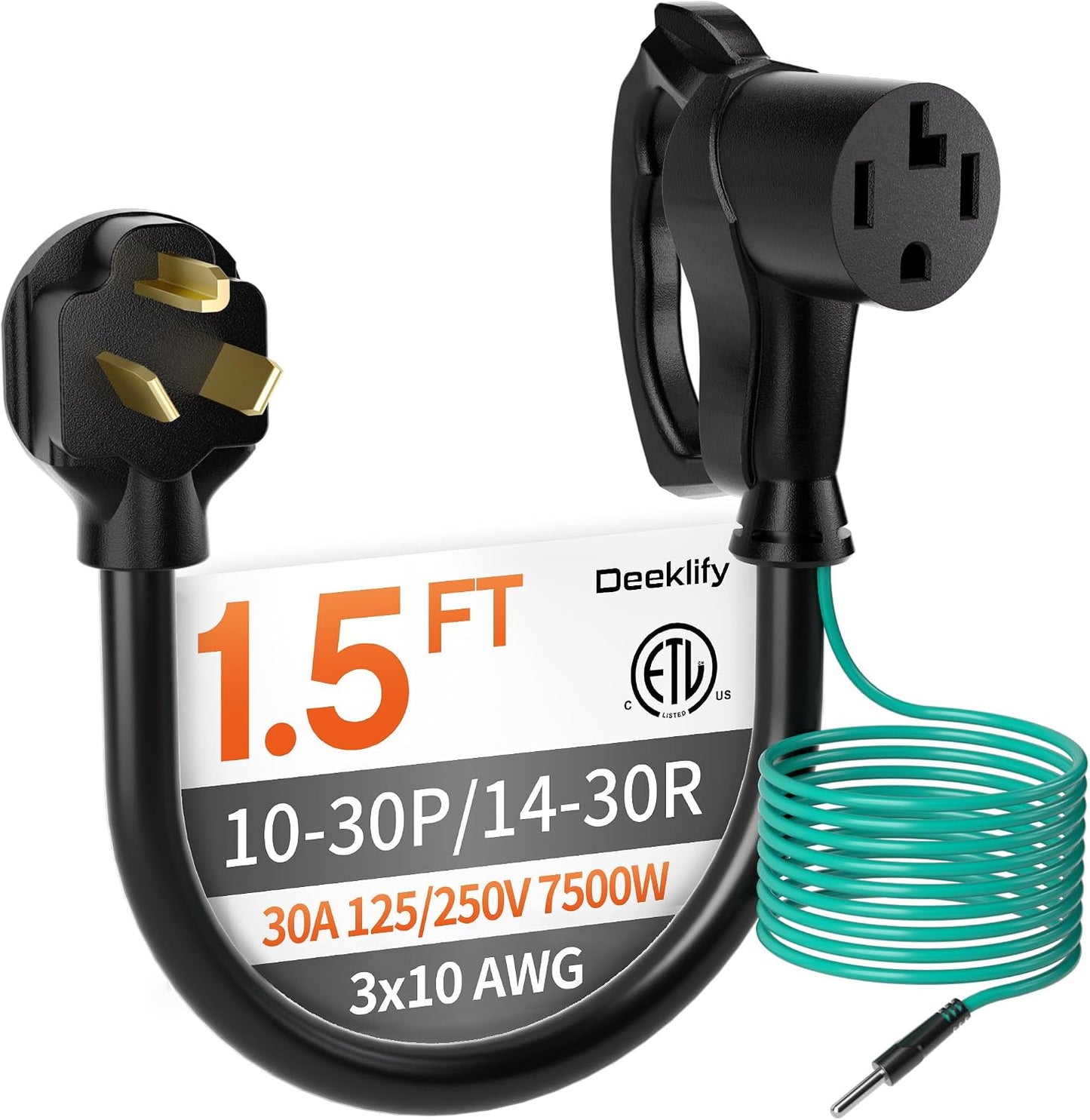 Adaptador secadora 4 a 3 clavijas 30A 250V